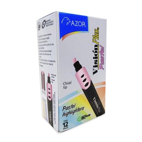 AZO-MAR-2600RPC / 301.2600RSP Resaltador Vision Plus Pastel Rosa 12pz