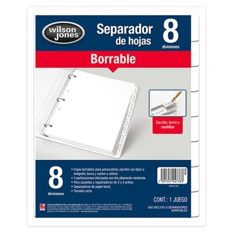 ACO-SEP-P4733 / P4733 Separador Borrable 8 Divisiones