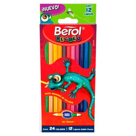 BER-COL-2107 / 2107590 Colores Berol Recreo de Doble Punta Surtidos 12pz