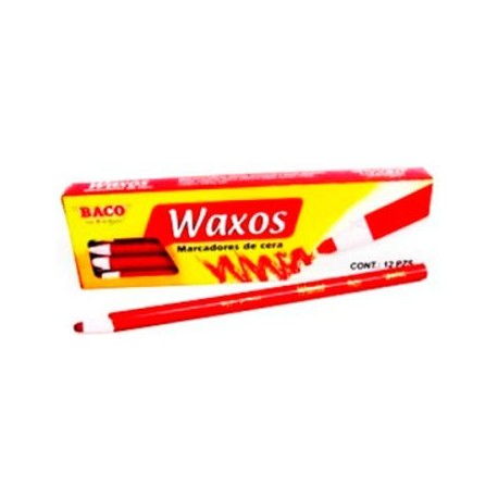 BAC-MAR-WAXO12R / MR137 Marcador de Cera Waxos Rojo 12pz