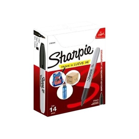 BER-MAR-S12MAS2 / 2102504 Marcador Permanente Sharpie Punto Fino Negro 12pz +2 gratis