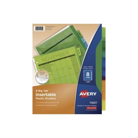 AVE-SEP-11901 / 11901 Separador Plastico Carta 8 Divisiones Pestaña Multicolor