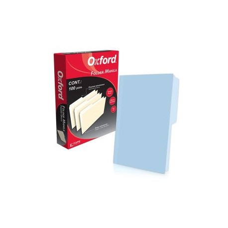 ESS-FOL-M751BLU / M751 1/2 Folder manila Oxford oficio color azul ceja 1/2 caja con 100 pzas