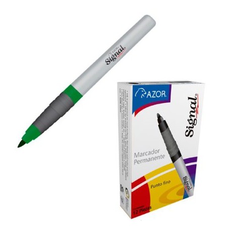 AZO-MAR-3000412 / 301.30004 Marcador Signal Punto Fino Verde 12pz