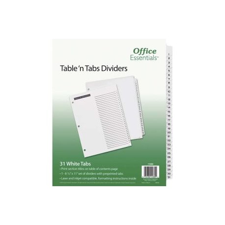 AVE-SEP-11680 / 11680 Separador Blanco Carta 31 Divisiones