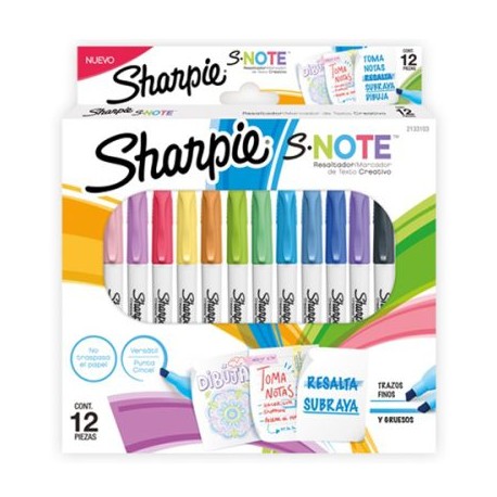 BER-MAR-2133103 / 2133103 Marcador Permanente Sharpie S-Note Pastel Surtido 12pz