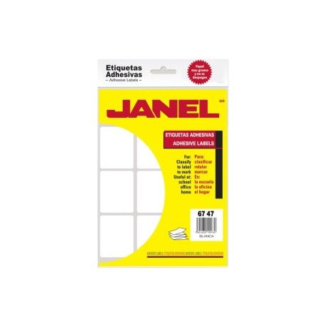 JAN-ETQ-13 / 1006747100 Etiqueta blanca Janel clasica No.13 con 180 etiquetas de 67x47mm