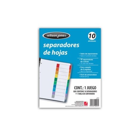 ACO-SEP-P2457 / P2457 Separador sin numeración 10 divisiones ACCO tamaño carta