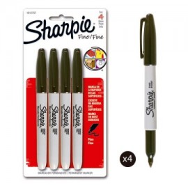 BER-MAR-SHARP4N / 1812757 Marcador Permanente Sharpie Punto Fino Negro 4pz