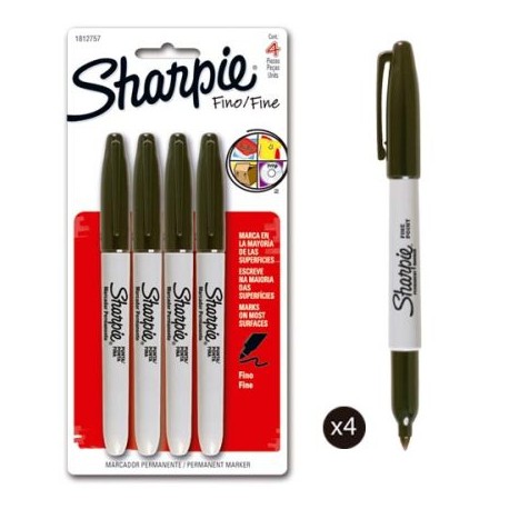 BER-MAR-SHARP4N / 1812757 Marcador Permanente Sharpie Punto Fino Negro 4pz