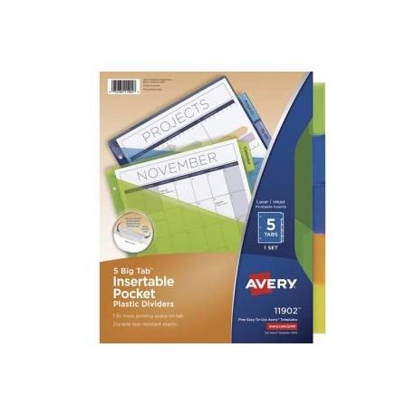 AVE-SEP-11902 / 11902 Separador Plastico Carta 5 Divisiones Pestaña Multicolor