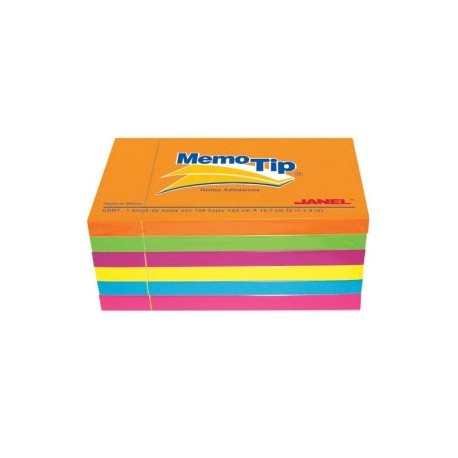 JAN-PST-6560305 / 6560305797 Nota adhesiva neon 7.62 x 12.7cm con 100 hojas