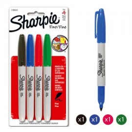 BER-MAR-SHARP4 / 1825090 Marcador Permanente Sharpie Punto Fino Surtido 4pz