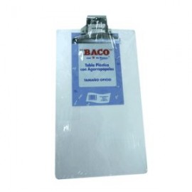 BAC-TAB-PLAST / TB009 Tabla Plastico Transparente Oficio Broche Metalico