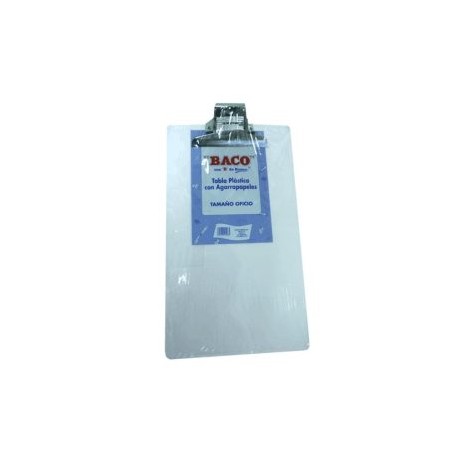 BAC-TAB-PLAST / TB009 Tabla Plastico Transparente Oficio Broche Metalico