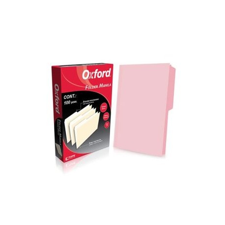 ESS-FOL-M751PIN / M751 1/2 PIN Folder Oxford oficio color rosa ceja 1/2 caja con 100 pzas