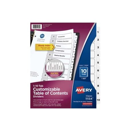 AVE-SEP-11134 / 11134 Separador Blanco Carta 10 Divisiones