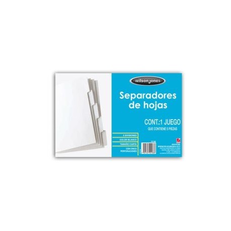 ACO-SEP-P2188 / P2188 Separador blanco 5 divisiones ACCO tamaño carta