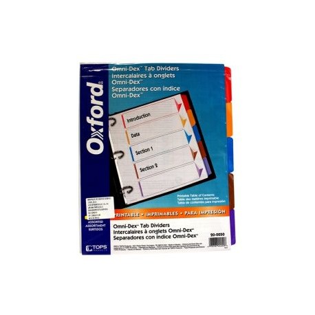 ESS-SEP-200050 / 20-0050 Separador con índice Oxford carta cejas de colores con 5 divisiones