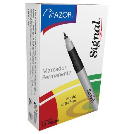 AZO-MAR-37001C / 301.37001 Marcador Signal Ultrafino Negro 12pz