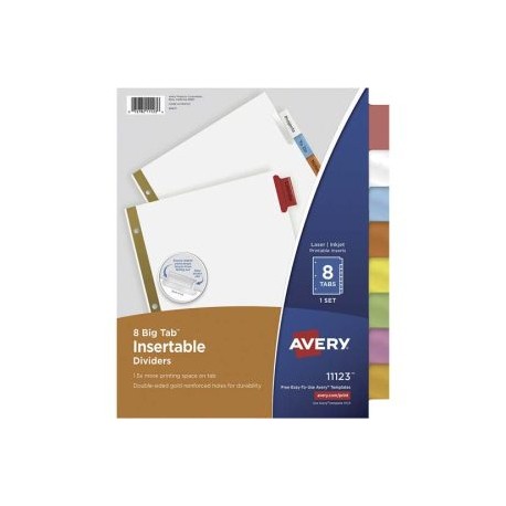 AVE-SEP-11123 / 11123 Separador blanco carta 8 divisiones AVERY tecnología laser/inkjet