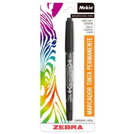 ZEB-MAR-4010 / 4010 Marcador doble punta mckie Zebra punta fina y extra fina negro blister 1 pieza