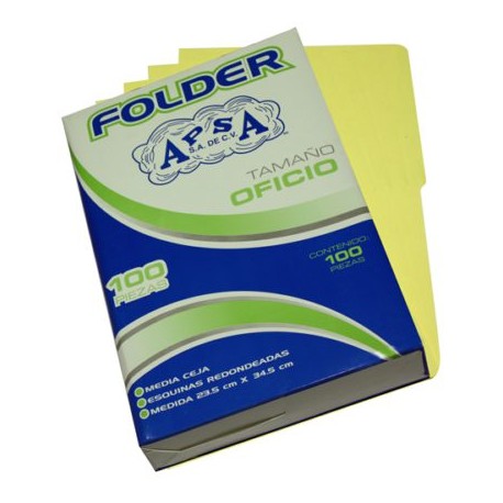 APS-FOL-L14 / L14FC Folder canario APSA tamaño carta , paquete con 100 piezas