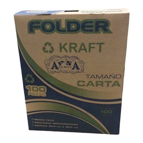 APS-FOL-L16 / L16-P Folder kraft APSA tamaño carta , paquete con 100 piezas