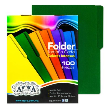 APS-FOL-L82 / L82-P Folder verde intenso APSA tamaño carta