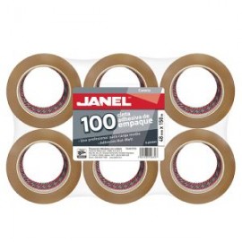 JAN-ADS-EM48X15 / 1564815700 Cinta empaque línea 100 canela JANEL 48×150 con 6 piezas