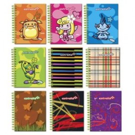 EST-CUA-560 / 560 Libreta mini book con doble espiral Estrella raya 80 hojas