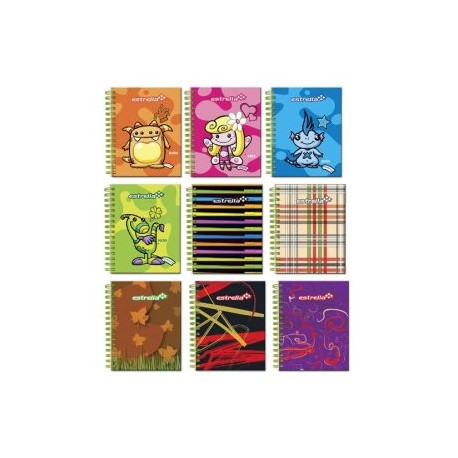 EST-CUA-560 / 560 Libreta mini book con doble espiral Estrella raya 80 hojas