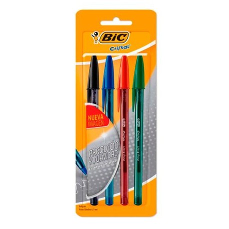 BIC-BOL-UFCNSUR / 70330354517 Boligrafo Bic Cristal Punto Ultra Fino Surtido 4pz
