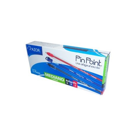 AZO-BOL-6830SUR / 301.6830C Boligrafo Pin Point Punto Mediano Surtido 12pz