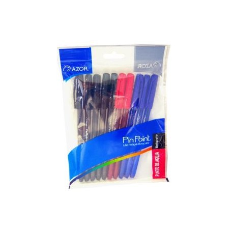 AZO-BOL-6810ARN / 301.6810NRA Boligrafo Pin Point Punto Fino Surtido 10pz