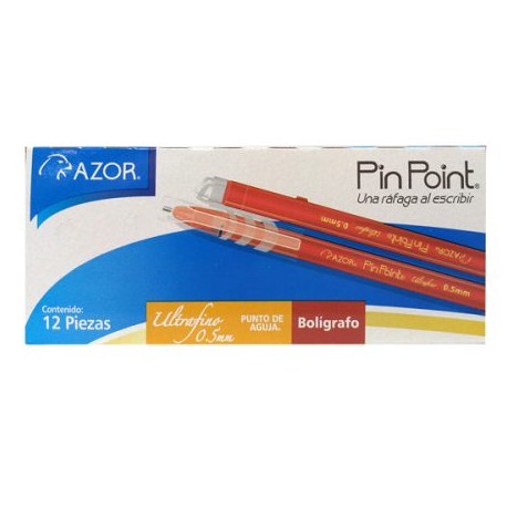 AZO-BOL-6840RO / 301.6840RO Boligrafo Pin Point Punto Ultrafino Rojo 12pz