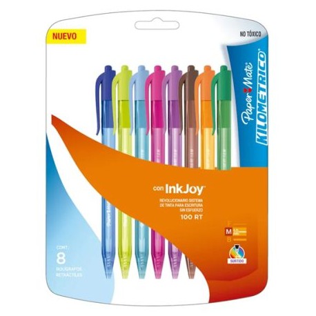 BER-BOL-3746 / LA3746 Boligrafo RT Kilometrico Fashion Surtido 8pz