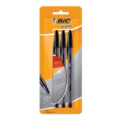 BIC-BOL-UFCNE3 / 70330354494 Boligrafo Bic Cristal Punto Ultra Fino Negro 3pz