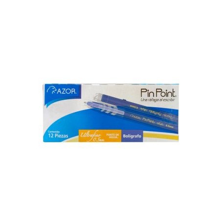 AZO-BOL-6840AZ / 301.6840AZ Boligrafo Pin Point Punto Ultrafino Azul 12pz