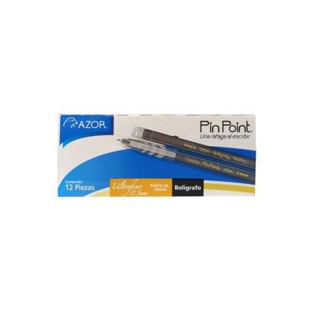 AZO-BOL-6840NE / 301.6840NE Boligrafo Pin Point Punto Ultrafino Negro 12pz