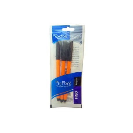 AZO-BOL-6823NEG / 301.6823NE Boligrafo Pin Point Punto Fino Negro 3pz