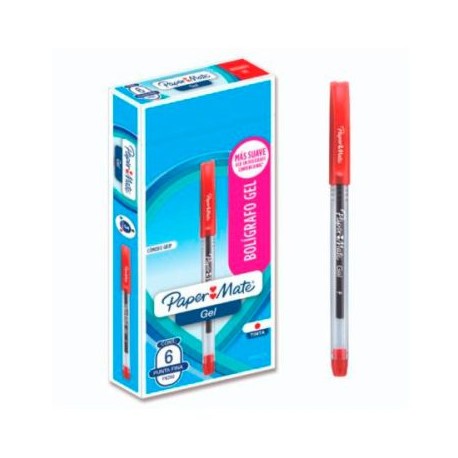 BER-BOL-20662RJ / 2066239 Boligrafo Gel Paper Mate Rojo 6pz