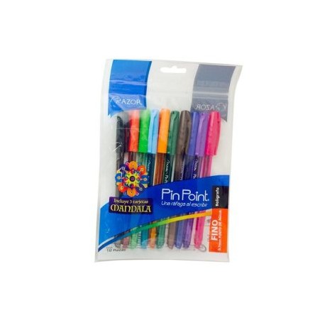 AZO-BOL-6810S / 301.681 Boligrafo Pin Point Punto Fino Surtido 10pz