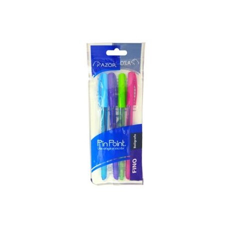 AZO-BOL-6804SUR / 301.6804C Boligrafo Pin Point Punto Fino Gel Surtido 4pz