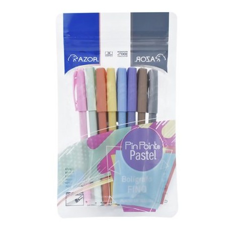 AZO-BOL-6808P / 301.6808P Boligrafo Pin Point Punto Fino Surtido 8pz