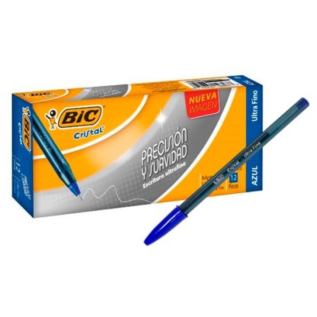BIC-BOL-UFC12AZ / 70330198937 Boligrafo Bic Cristal Punto Ultra Fino Azul 12pz
